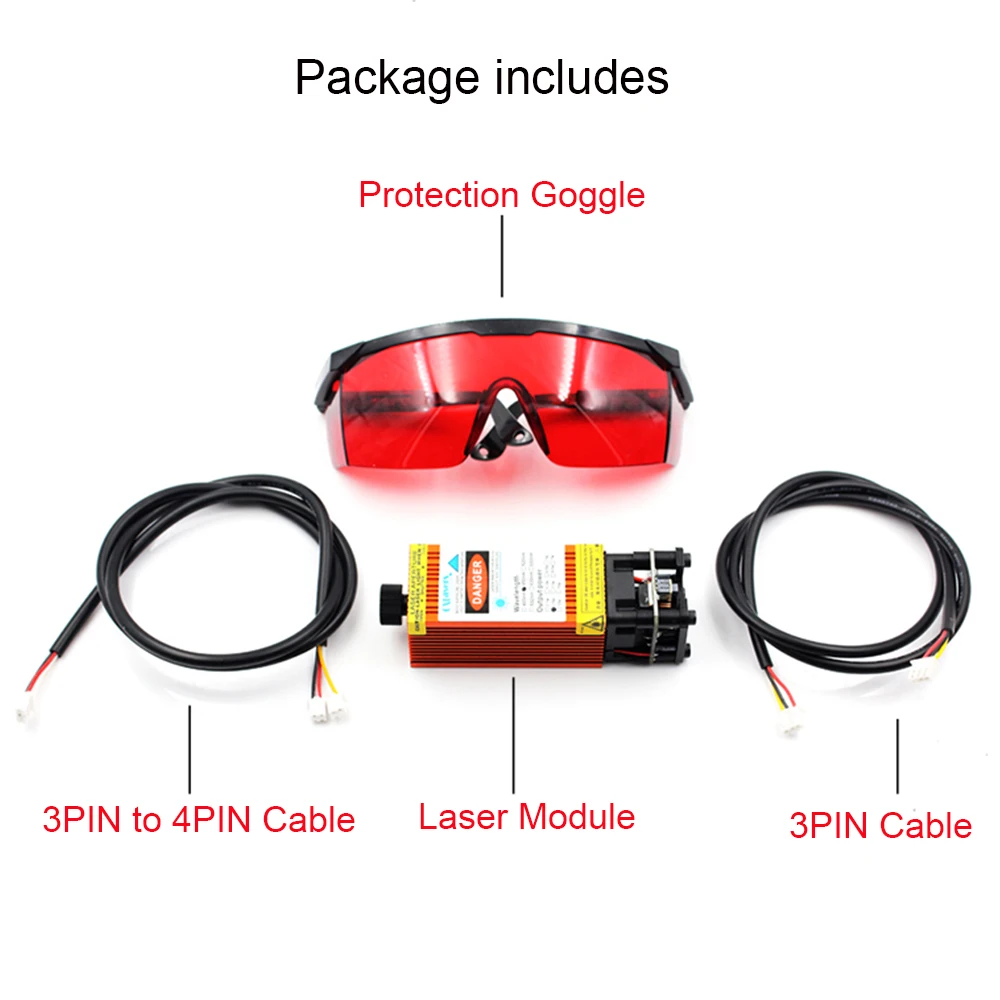 Focusable 3PIN 12V 450nm 2500mW 2.5W Blue Laser Module DIY Engraving Cutting Machine Laser Head w/PWM Control Protection Goggle