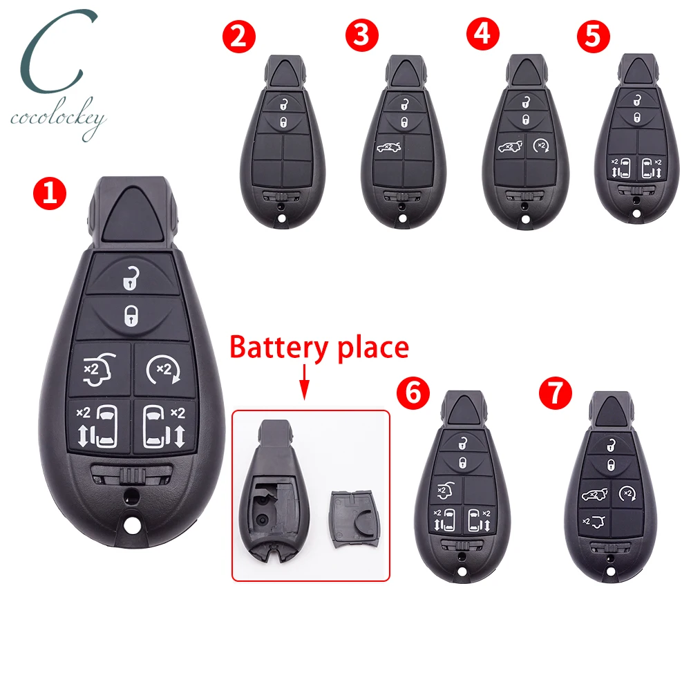 

Cocolockey Car Remote Smart Key Shell Fob Fit for Chrylser 300C JEEP Commander Grand Cherokee Car Key 6Buttons Replacement