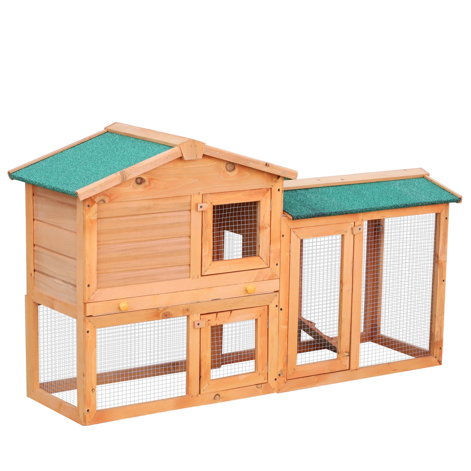 PawHut Gallinero Conejera Madera 145x46x85 (LxAnxAl) Jaula Conejos con Cerramiento