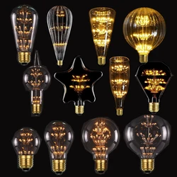 LED Edison Vintage Starry Sky Lamp Heart Bottle Retro Led Firework Non Dimmable Bulbs Home Mother's day Decoration Club Lights