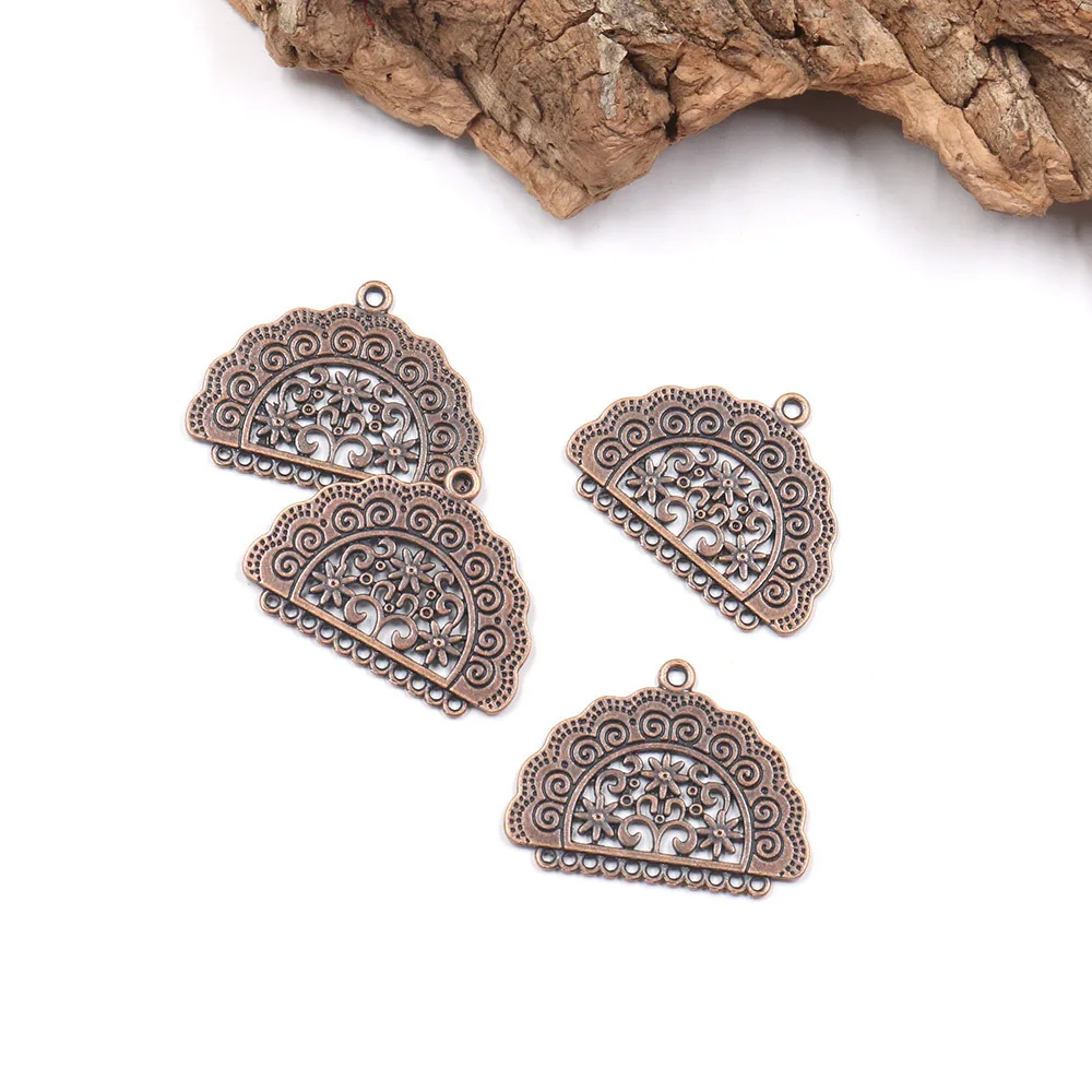 12 Stück gemusterte, fächerförmige Verbindungsstücke für Ohrringe, Anhänger, DIY-Ohrring-Charms – Detail 3