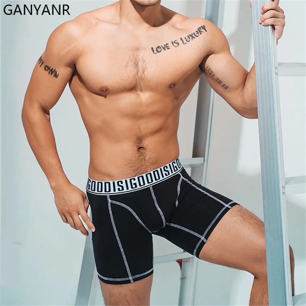 

GANYANR Men Running Tights Compression Shorts Leggings Sportswear Gym Fitness Basketball Sexy Yoga Exercise Training Workout