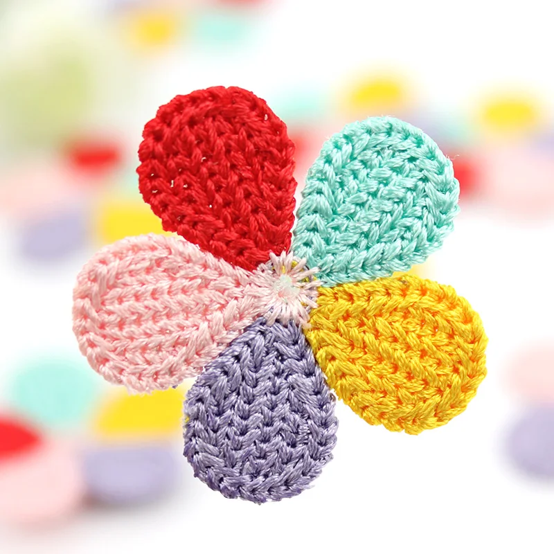 30Pcs 3.5cm Embroidery Five-color Flowers Appliques For DIY Baby Headwear Hairpin Crafts Decor Clothing Patches Accessories