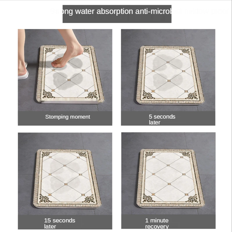 Diatom Mud Absorbent Pad Floor Mat Bathroom Bathroom Door Non-Slip Quick-Drying Floor Mat European Style Diatomite Wash Mat