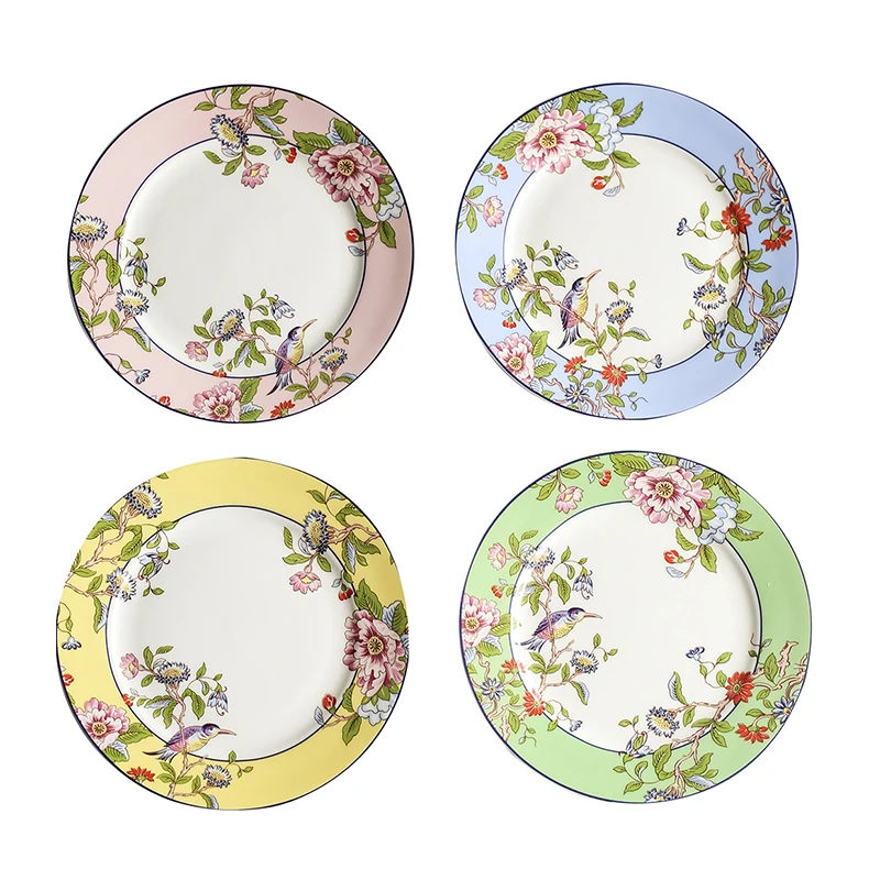 

8inch high-end bone china plates British style afternoon tea dessert plate steak spaghetti plate creative bird design flat plate