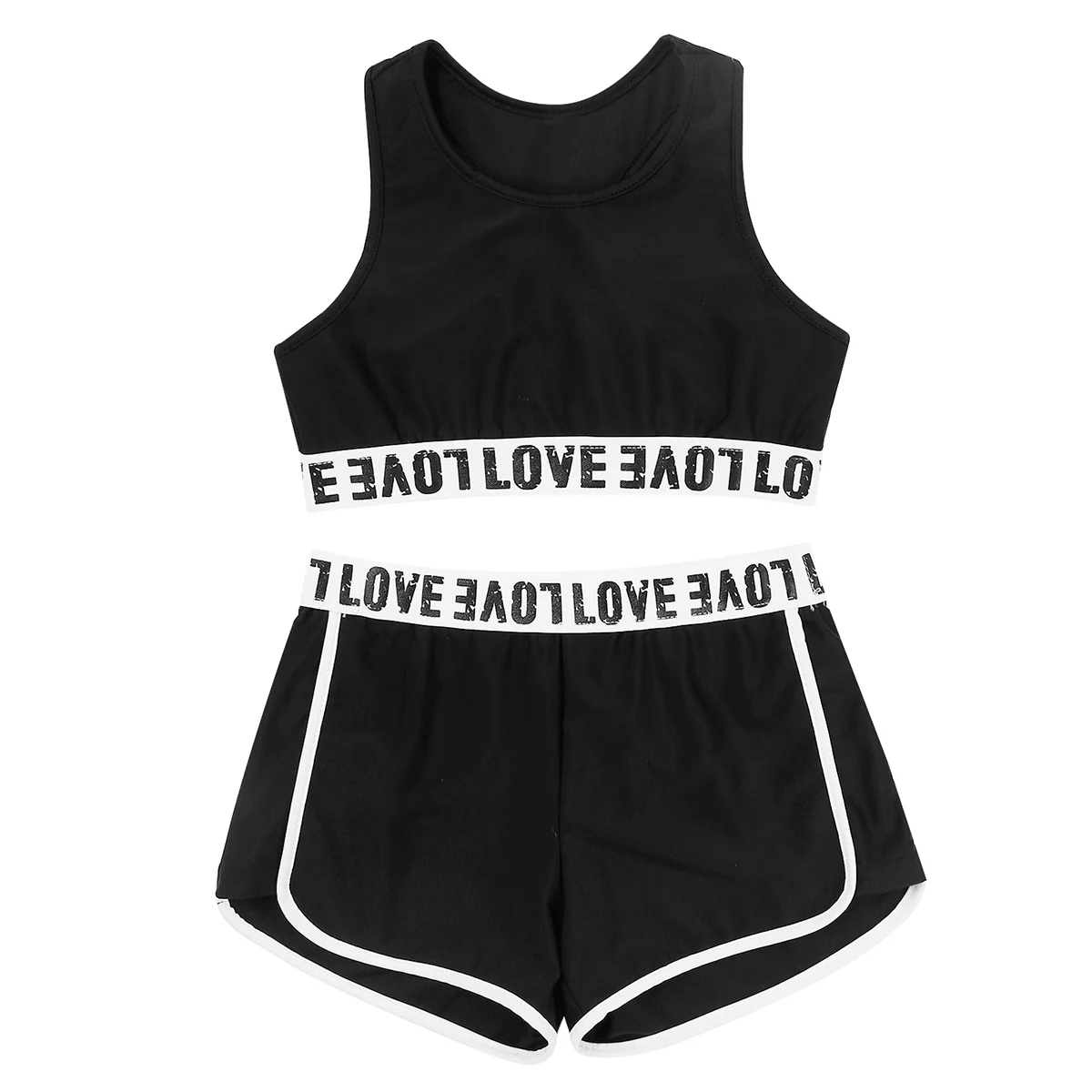 Ragazze dei capretti Vestito Da Ginnastica Lettera Stampata Ginnastica Senza Maniche Racer Indietro Serbatoi Crop Top con Gonne E Pantaloni Set per