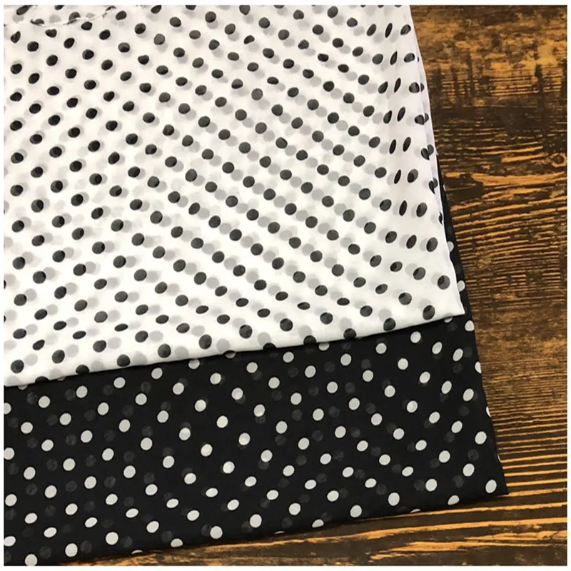 Chiffon Polka Dot Cloth Clothing Fabric 0.7 Centimeter Dotted Summer WOMEN'S Dress Shirt 7 Millimeter Black White Polkadot/1m