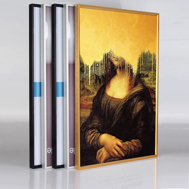 

Retro Famous Da Vinci Mona Lisa Poster with Frame Gustav Klimt Kiss Canvas Print Wall Art Abstract Oil Painting Figure Picture