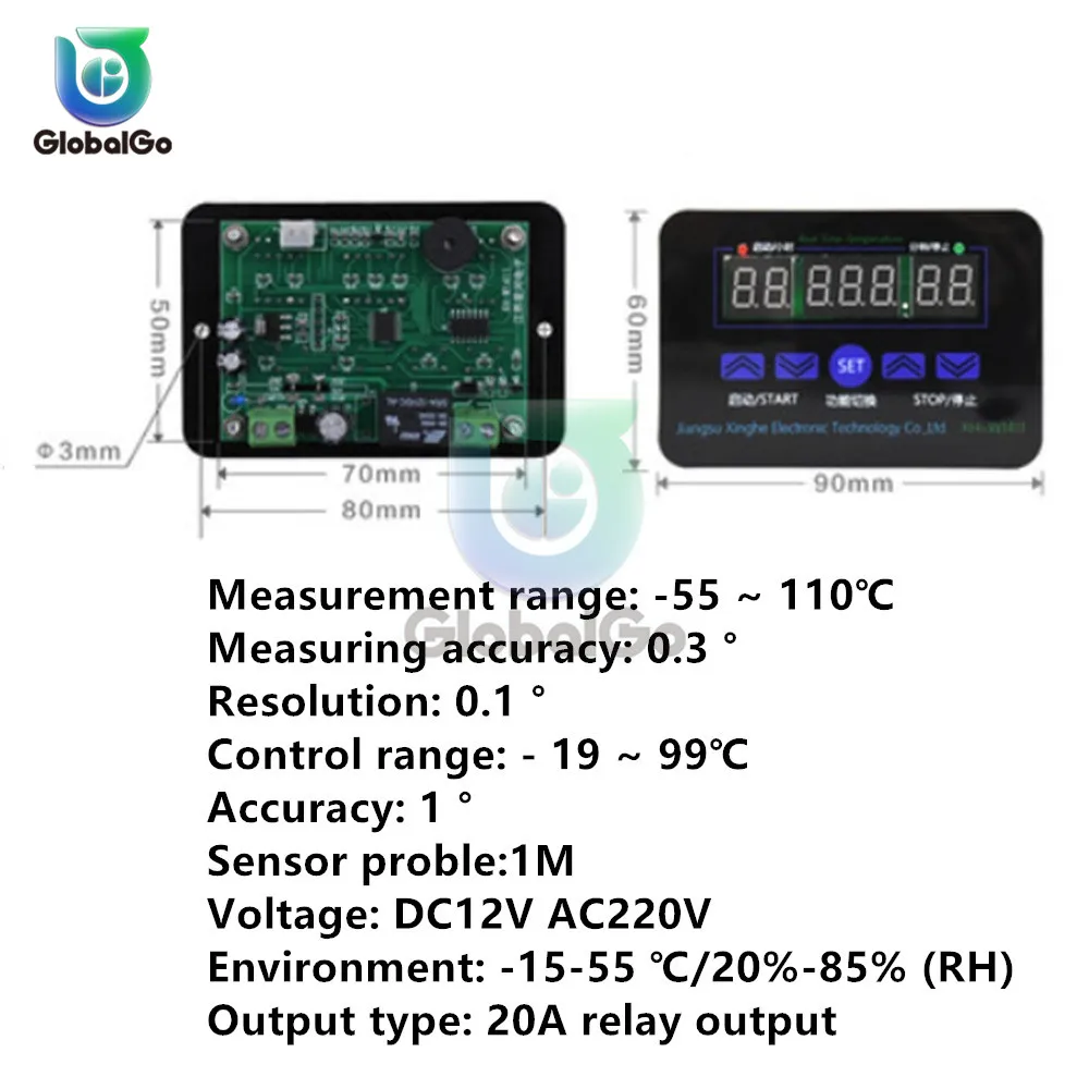 Imagem -04 - Display Lcd Digital Termostato Multifunções Controlador de Temperatura Sensor Interruptor55 Degrees 120 Graus Ac110220v dc 12 v Xh-w1411