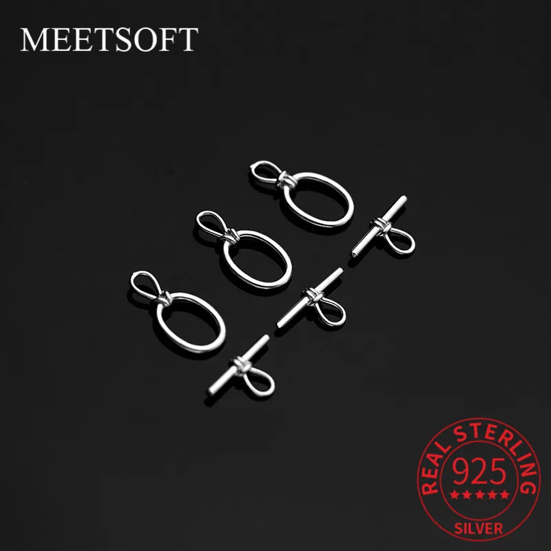 MEETSOFT S925 Sterling Silver set OT Letter Connection buckle Charms of DIY Handmade Jewelry Bracelet Deocration Accessory