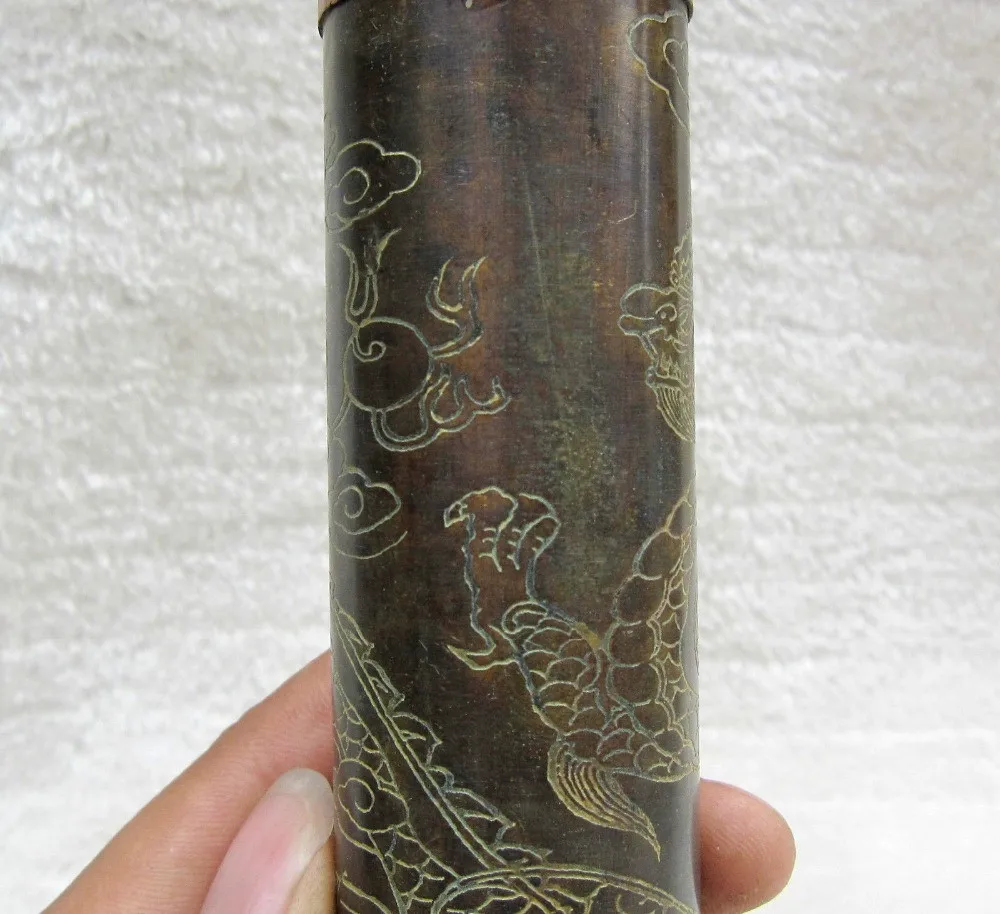 Wonderful Chinese Tibet Copper Sculpture Dragon Kaleidoscope Metal Crafts Home Decorations