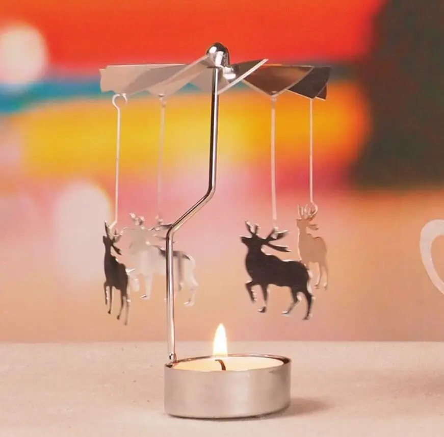 

10pcs Elk Rotary Candlestick Candle Holder Wedding Baby Shower Christmas Party Birthday Favor Gift Souvenir Cake Decoration