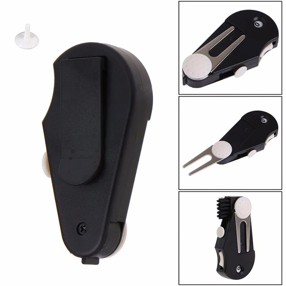 

5 In 1 Multifunctional Portable Training Aids Score Counter Putting Green Fork Repair Golf Divot Tool With Foldable Brush