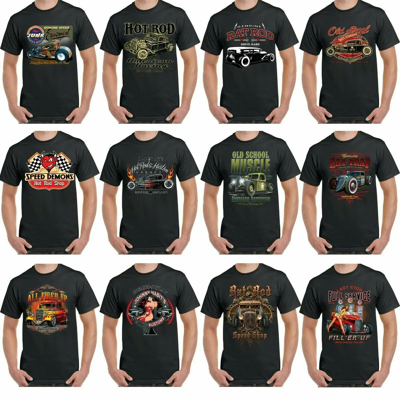 Vintage Hot Rat Rod American Rockabilly Classic V8 Car T Shirt. Summer Cotton Short Sleeve O-Neck Men's T Shirt New S-3XL