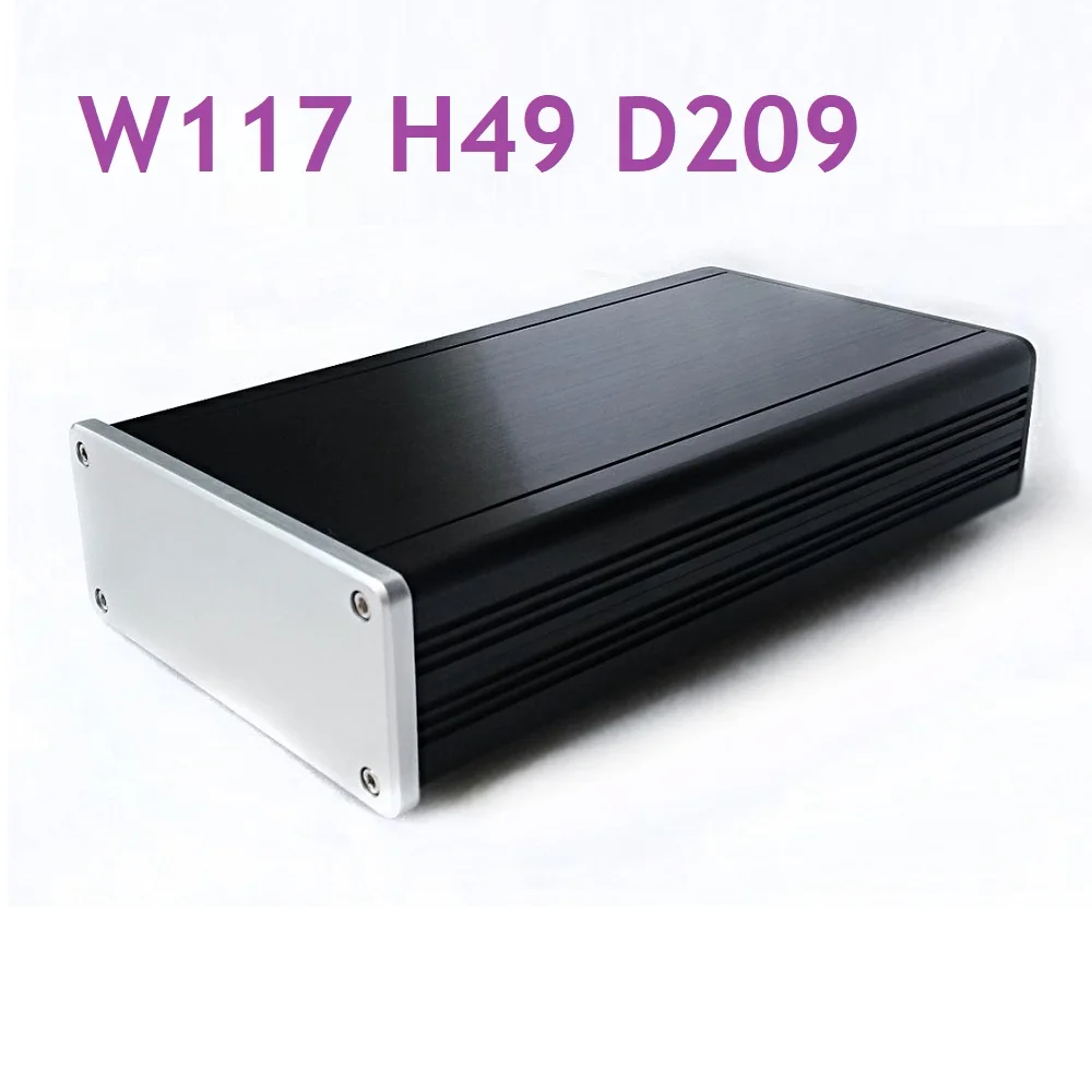 W117 H49 D209 Headphone Amp Amplifier Case Anodized Aluminum Alloy Mini Power Box DIY DAC Decoder Enclosure Audio Chassis Preamp