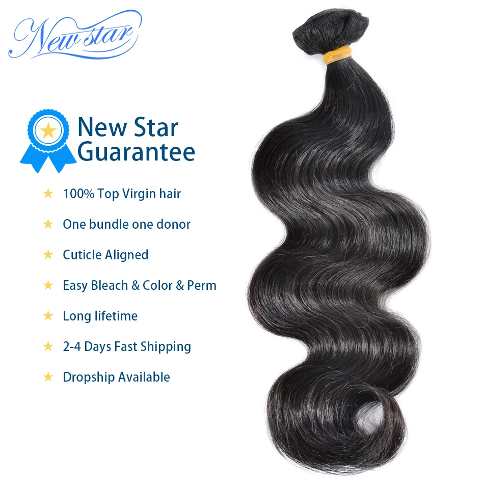 Nieuwe Ster Braziliaanse Body Wave Haar 3 Bundels 100% Een Donor Dikke Virgin Human Hair Weave Extension Onverwerkte 10A Haar weven