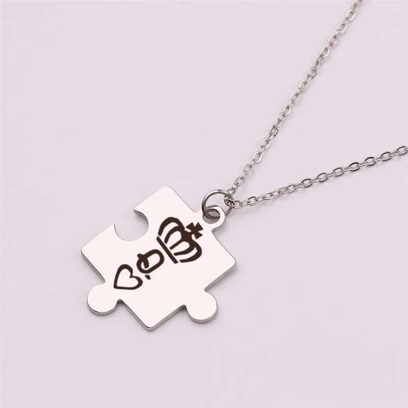 Letters K & Q Couple Necklaces with Crown Stainless Steel Tag Pendant Necklace King & Queen Dropshipping