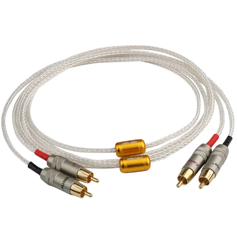 

Pair 8 Cores Silver Plated RCA Cable for HiFi Audio Systems Home Theater Amplifier DVD CD Player