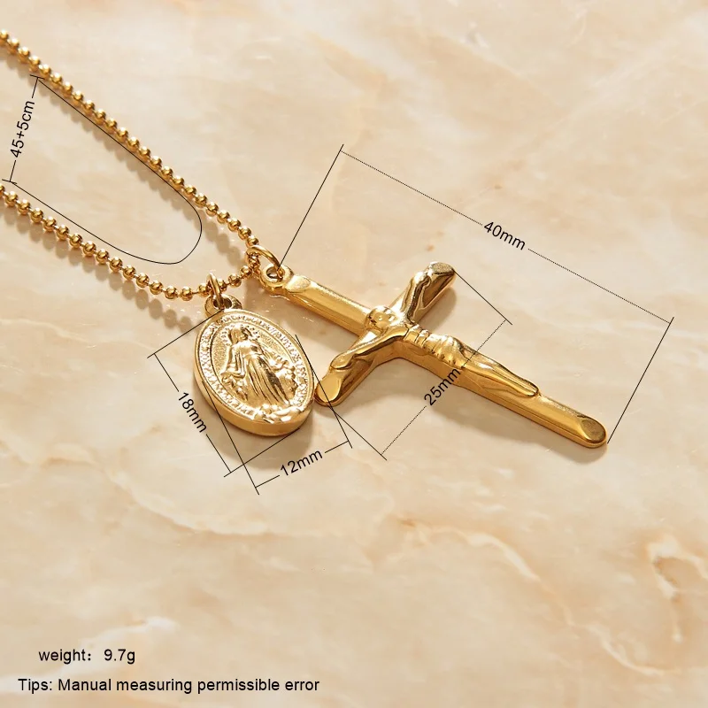 SOMMAR Birthday Gift Gold color Perfume women pendant Crucifix cross Mary bead necklace jewelry display