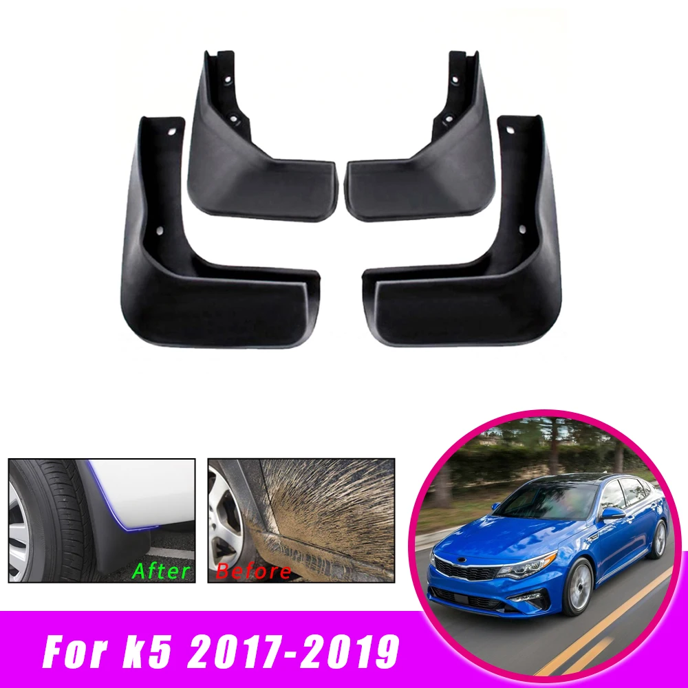 4Pcs Car Mud Guards For Kia K5 2017 2018 2019 Front Rear Splash Guards Over Fender Kit Car Styling Fender Accessories