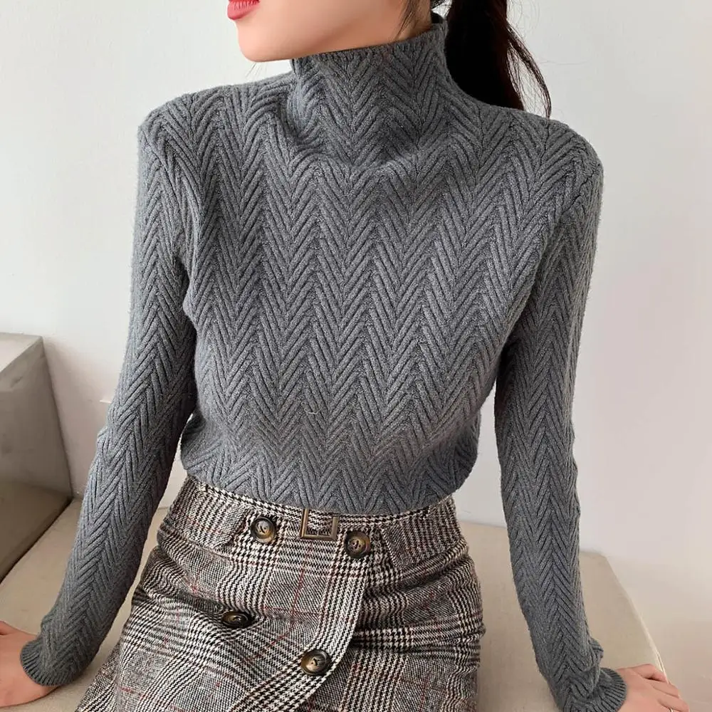 2024 Autumn Winter New High-Neck Cashmere Sweater Ladies Sweater Long Loose Knit Pullover Shirt