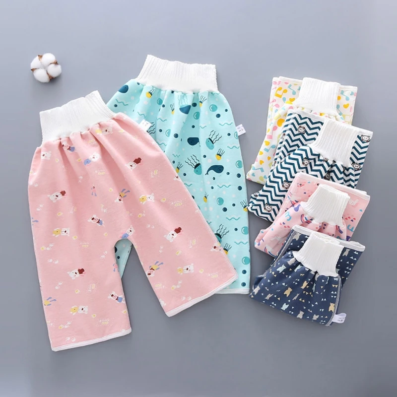 Comfy Children Diaper Skirt Shorts 2 in 1 Anti Bed-wetting Washable Cotton Potty Training Nappy Pants Waterproof Bed Clothes