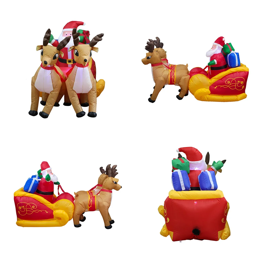 2.2m Big Air Inflatable Christmas Outdoor Decorations Led Pvc Santa Claus Elk With Blower Merry Christmas Decor For Home 2022