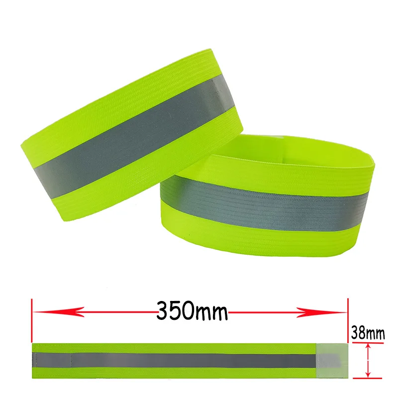 4pcs Fluorescent Reflective Bands Elasticated Armband Wristband fastener Straps Safety Reflector tape Night Jogging Walk Biking