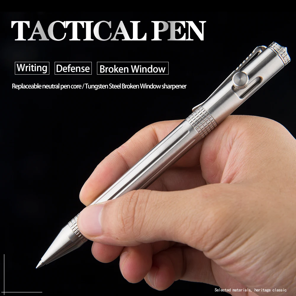 Quality portable stainless steel tactical pen and silicon carbide for glass breaker emergency EDC tool ballpoint pen