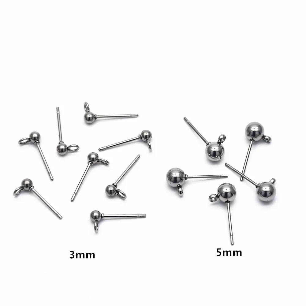 20 Stück/Los, 316 Edelstahl, 3 mm, runde Kugel-Ohrringe mit Öse für die Herstellung von Schmuckstücken im DIY-Stil. – Detail 4