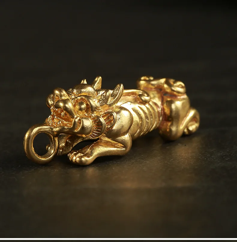 Антикварная латунь, китайский мифологический талисман, храбрые войска, брелок, кольцо, кулон, орнамент, миниатюрный брелок, кулон a0289