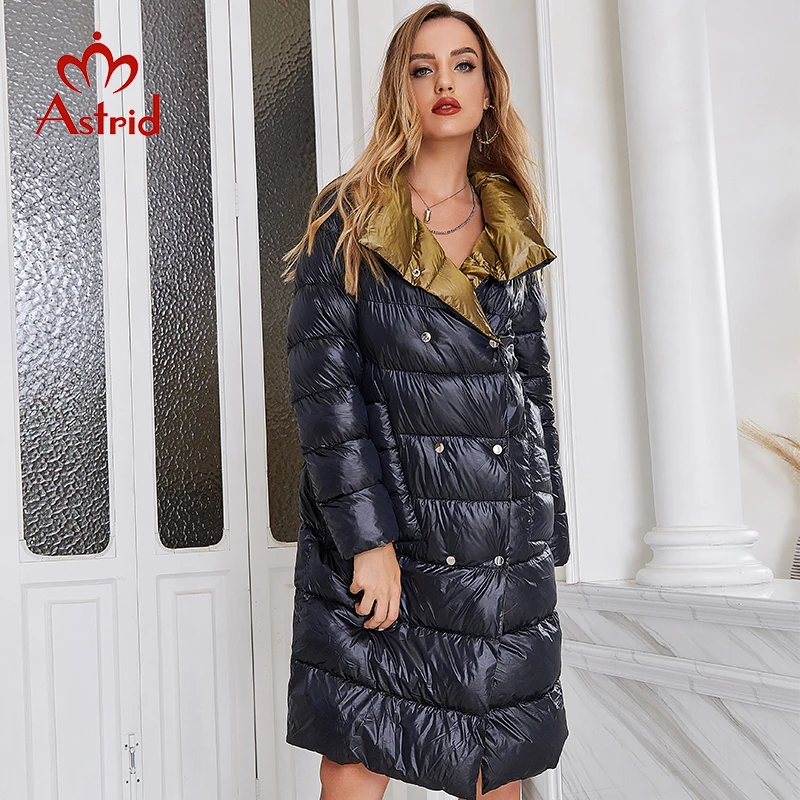 Astrid 2022 Winter Women's Down Jacket Splicing Unique Design Big Pocket Female Long Warm Hood Coat Fashion Thick Parkas ZR-DR53