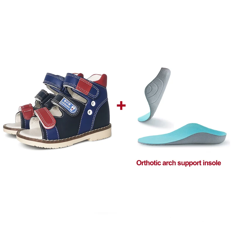 Ortoluckland Children's Sandals Kids Leather Summer Shoes For Girls Boys Toddler Flatfeet Orthopedic Footwear1 2 3Years Old image 3