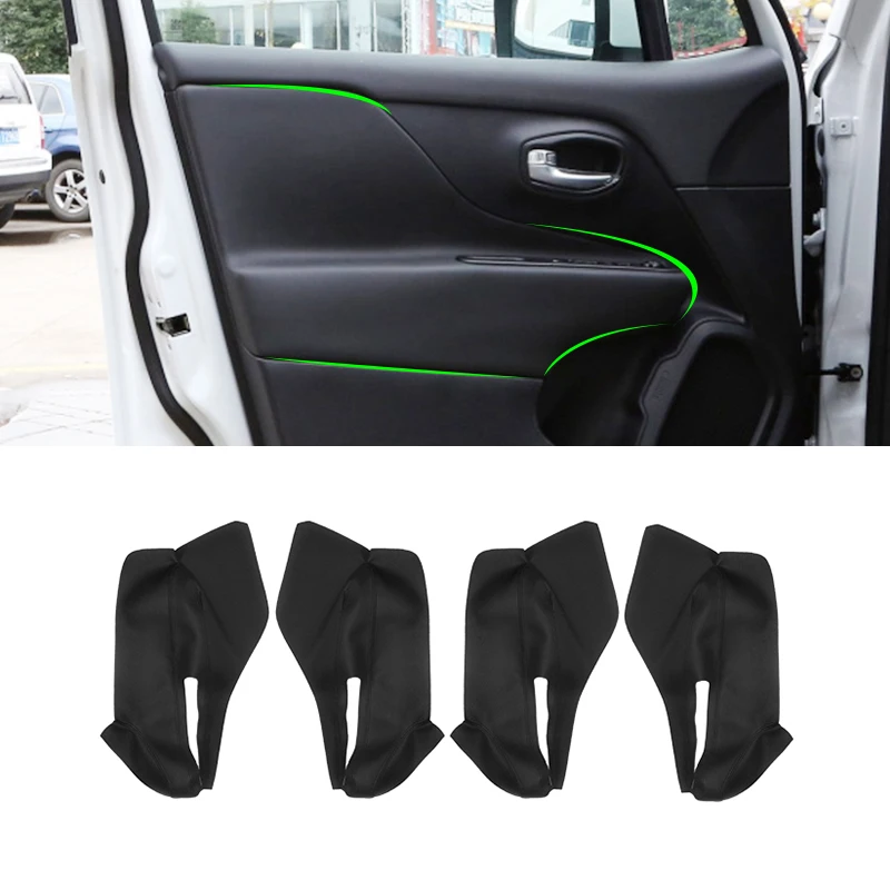 For Jeep Renegade 2015 2016 2017 4pcs Microfiber Leather Door Armrest Panel Cover Protection Trim