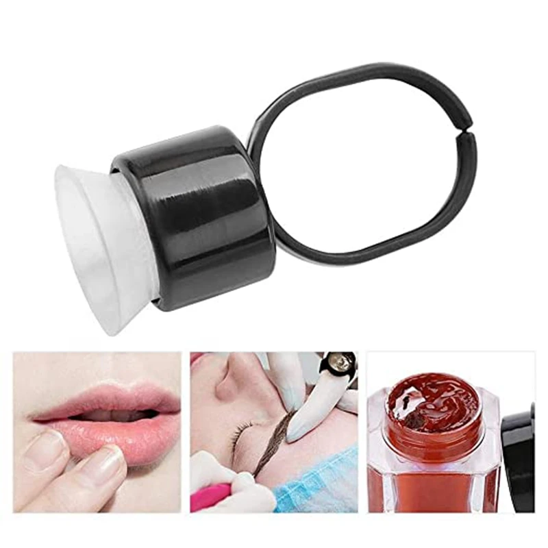 Anillo de tinta para tatuaje, tapa de pegamento con esponja para Microblading, vaso de pigmento, soporte para herramientas de tatuaje, accesorios de maquillaje permanente, 50 piezas