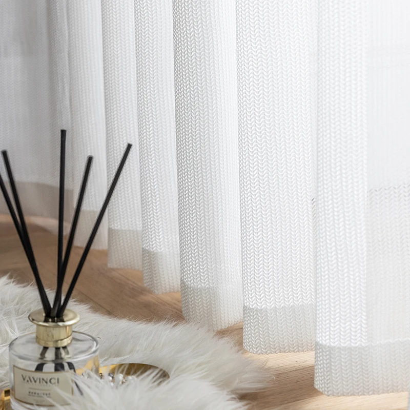 حساسة الجاكار تول الستائر لغرفة المعيشة الفاخرة الأبيض شير الفوال نافذة الستار لغرفة النوم الدانتيل كورتينا الفقرة سالا #4