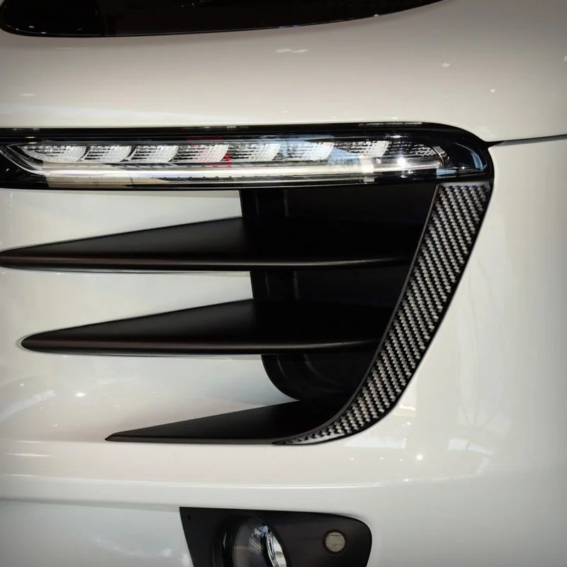 Carbon Fiber Fit for porsche macan 2014-2020 Exterior Front Fog Headlight Eyebrow Eyelid Strips Cover Trim Car Styling Sticker