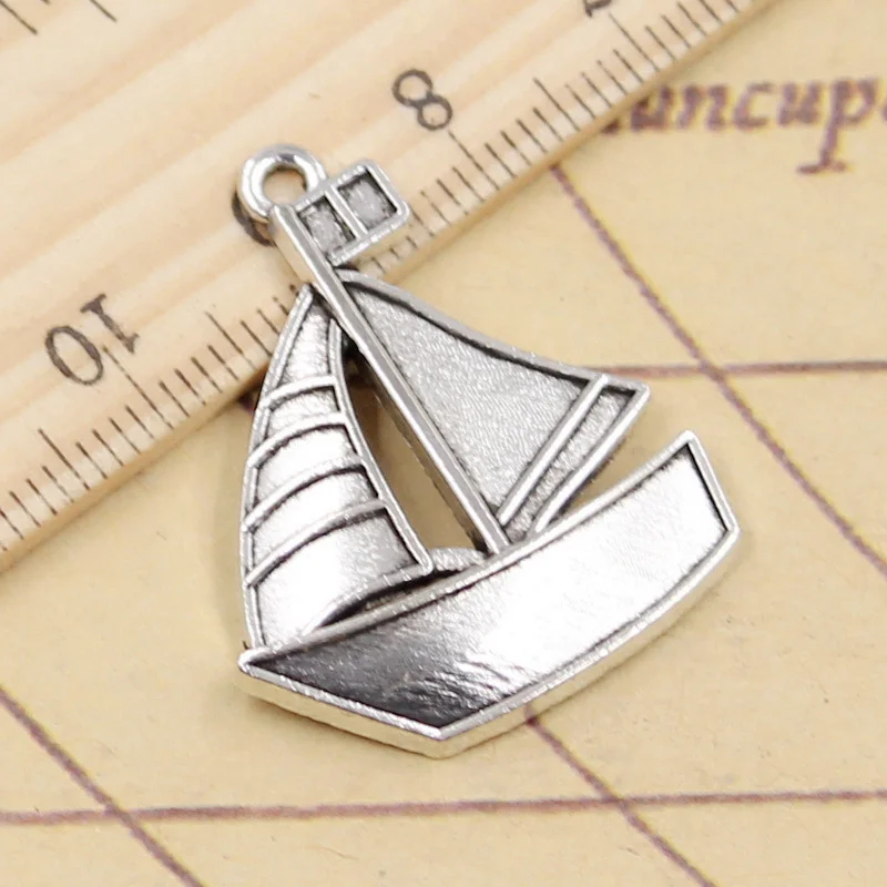 10 sztuk Charms statek łódź żaglówka 30x25mm tybetański brąz srebrny kolor wisiorki antyczny tworzenia biżuterii DIY Handmade Craft