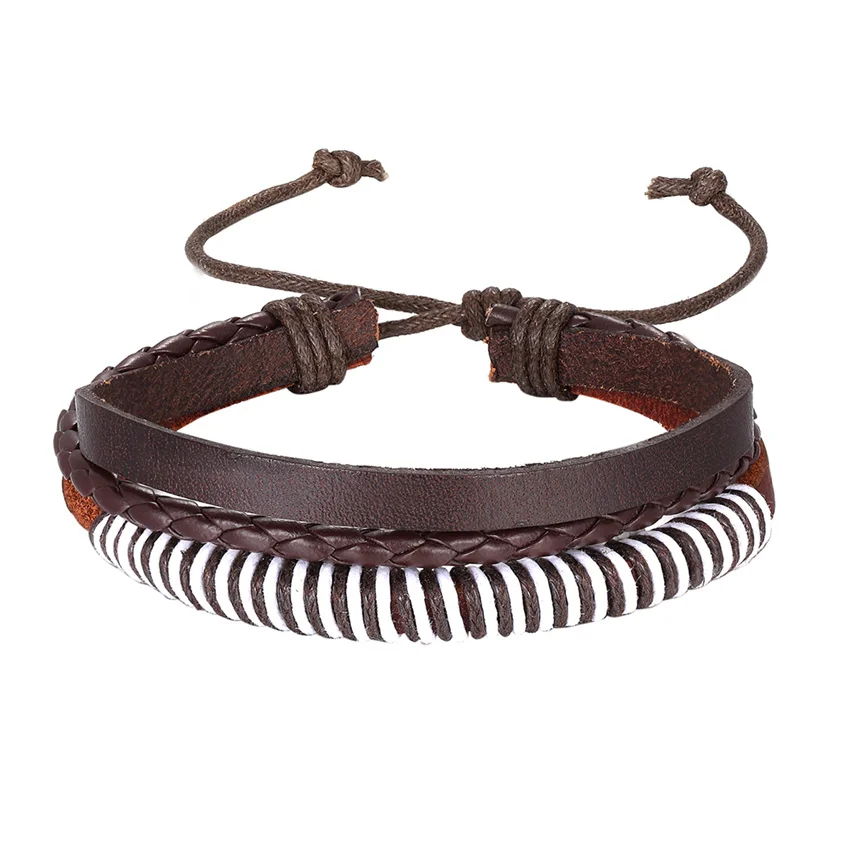 2023 New Fashion Multi-layer Charm Leather Bracelets Popular Handmade Bangle DIY Handmade men Bracelets Bangles Gift Pulseira image 6