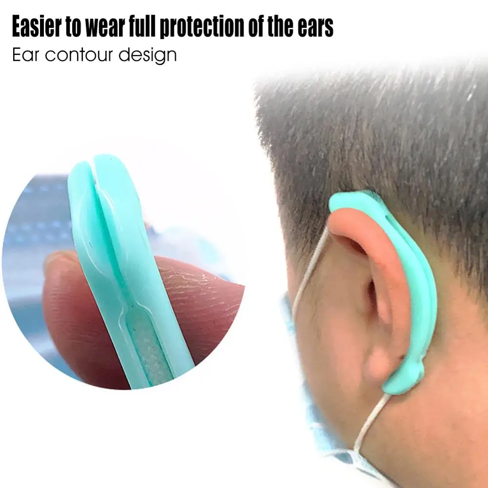 1Pair Soft Silicone Mask Ear Hook Mask Companion Anti-leak Anti-pain Invisible Earmuffs Recycling Ear Protection Artifact