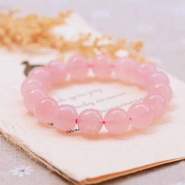 Natural Pink Rose Quartz Bracelet Women Crystal Clear Round Beads Madagascar 10mm 11mm 12mm 13mm 14mm AAAAA