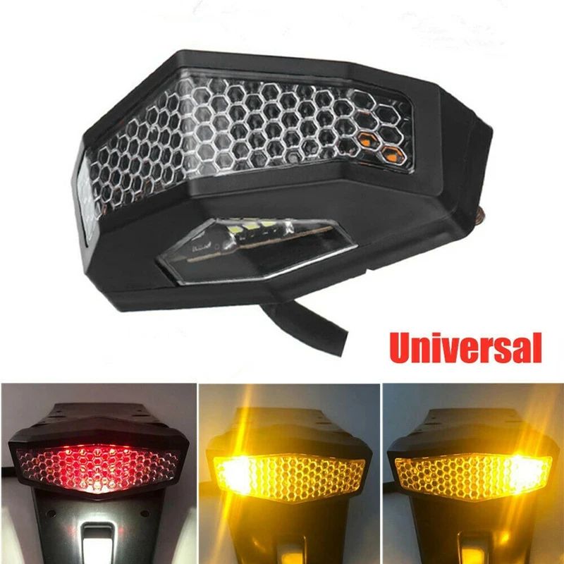 DHBH-Universal Motorcycle LED Turn Signals Modified Tail Light Cafe Racer Fender Edge Brake Lamp