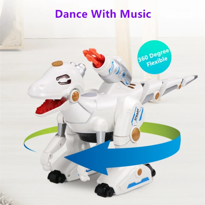 Multi-functional Intelligent Programing RC Robot Dinosaur Simulation Spray Fire 360° Stunt Rotation Dance Music RC Dinosaur Toy