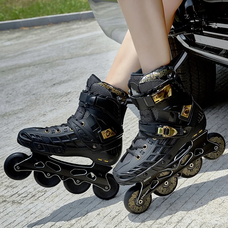 3 wheels speed 4 wheel slalom inline skates shoes for adults roller skating patines School Boys Girl 80mm 100mm rolling sneaker