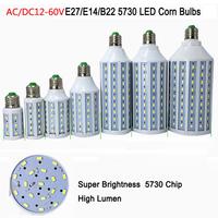 12-60v led corn bulbs smd 5730 12v 24v 36v 48v 60v LED corn light 7w 10w 15w 18w 25w 30W E27 B22 warm/cool white