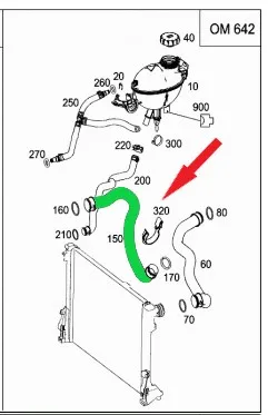 2045013082 Radiator Lower Hose Right Mercedes C 200 Cdi / C 220 Cdi 2.1 Coolant Hose Pipe 2045010682