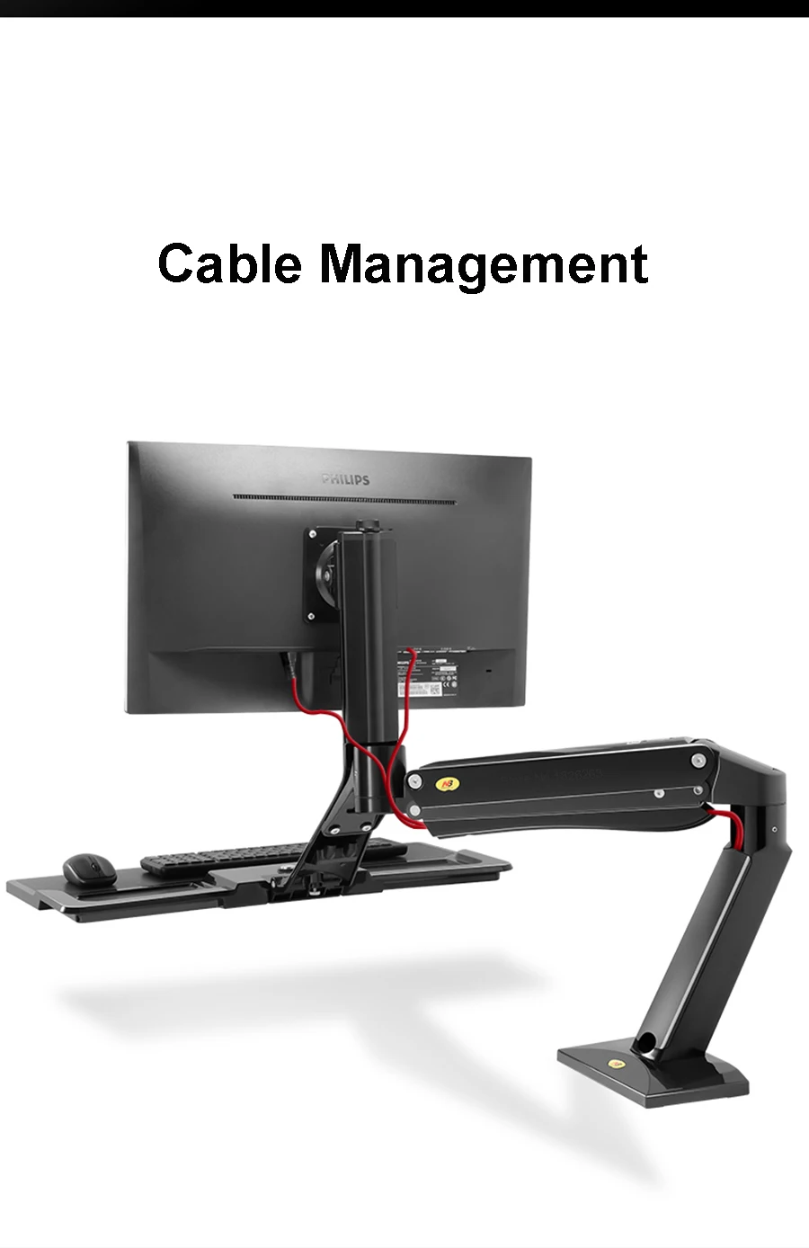 Imagem -04 - Ergonômico Altura Ajustar Computador Sentar Estação de Trabalho 2232 Polegada Monitor Suporte de Montagem com Placa de Teclado Suporte de Mesa Nb40