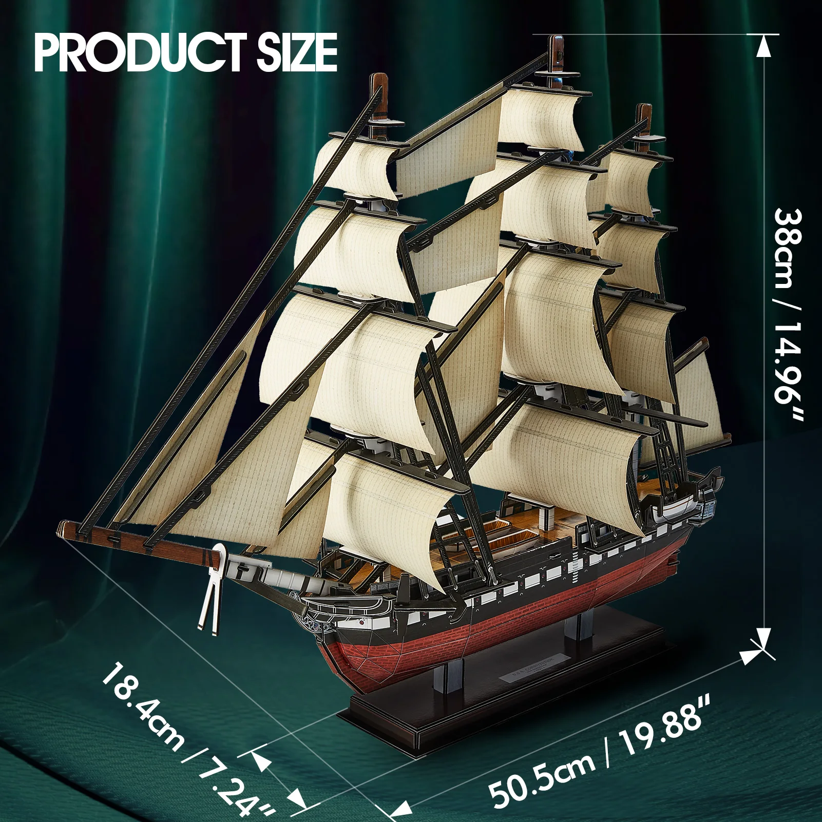 CubicFun 3D Puzzle USS Constitution Vessel Ship Model US Navy Building Kits for Adults Kids 193 Pcs Stress Relief Deco Gifts