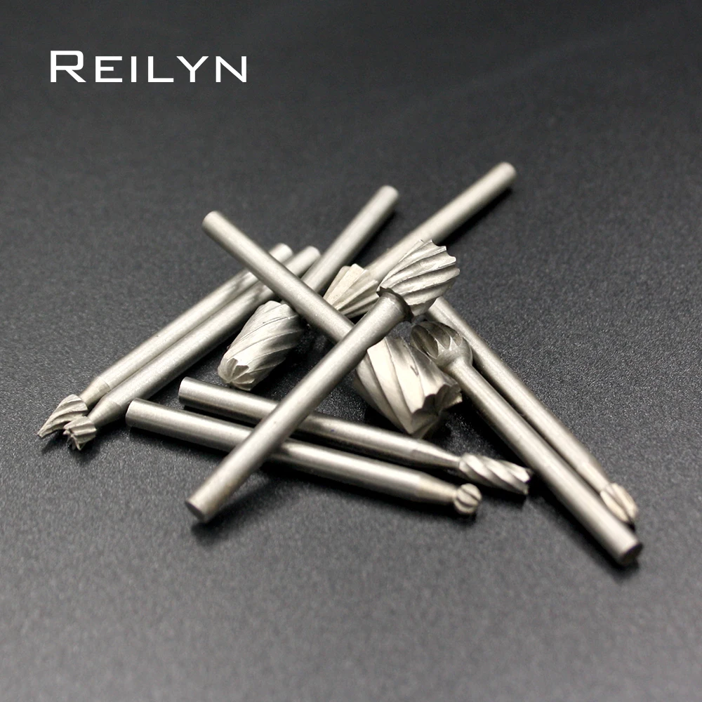 10pcs Woodworking Milling Cutter Woodworking Tungsten Carbide Burs Drill Bits Rotary File Set for Dremel/Rotary Tool