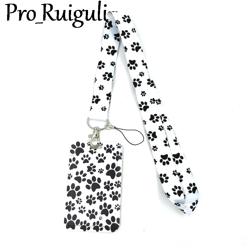 

Dog Paws Fashion Lanyard ID Badge Holder Bus Pass Case Cover Slip Bank Credit Card Holder Strap Card Holder